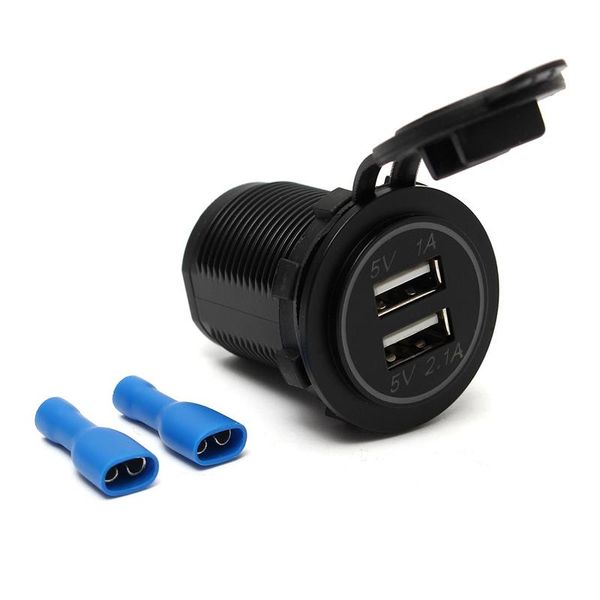 Автомобільний зарядний пристрій USB розетка 12V - 24V (синє світлодіодне підсвічування) AS001006 фото