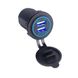 Автомобільний зарядний пристрій USB розетка 12V - 24V (синє світлодіодне підсвічування) AS001006 фото 1